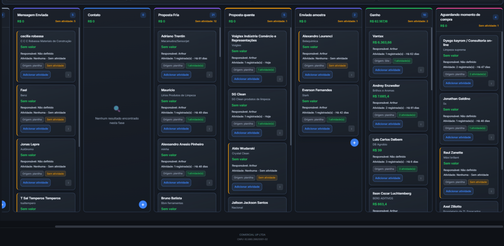 CRM Comercial UP - tela 2